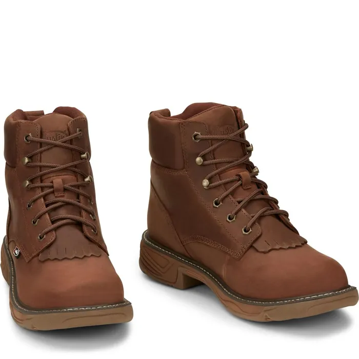 Justin Boots Rush 6034 Waterproof Lace Up Work Boot Barley brown Men Work