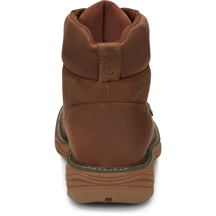 Justin Boots Rush 6034 Waterproof Lace Up Work Boot Barley brown Men Work