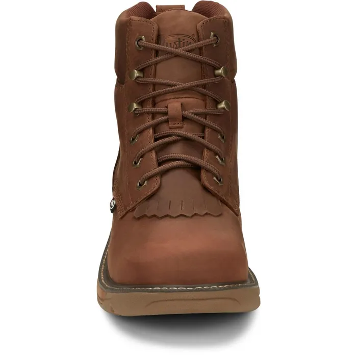 Justin Boots Rush 6034 Waterproof Lace Up Work Boot Barley brown Men Work