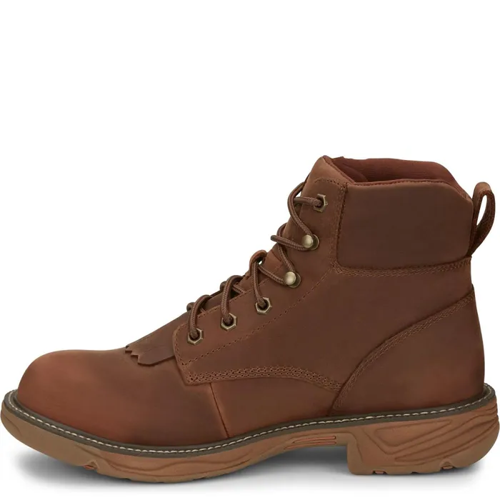 Justin Boots Rush 6034 Waterproof Lace Up Work Boot Barley brown Men Work
