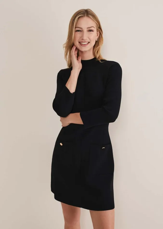 Kamri Knitted Tunic Dress Black Women Phase Eight Dresses