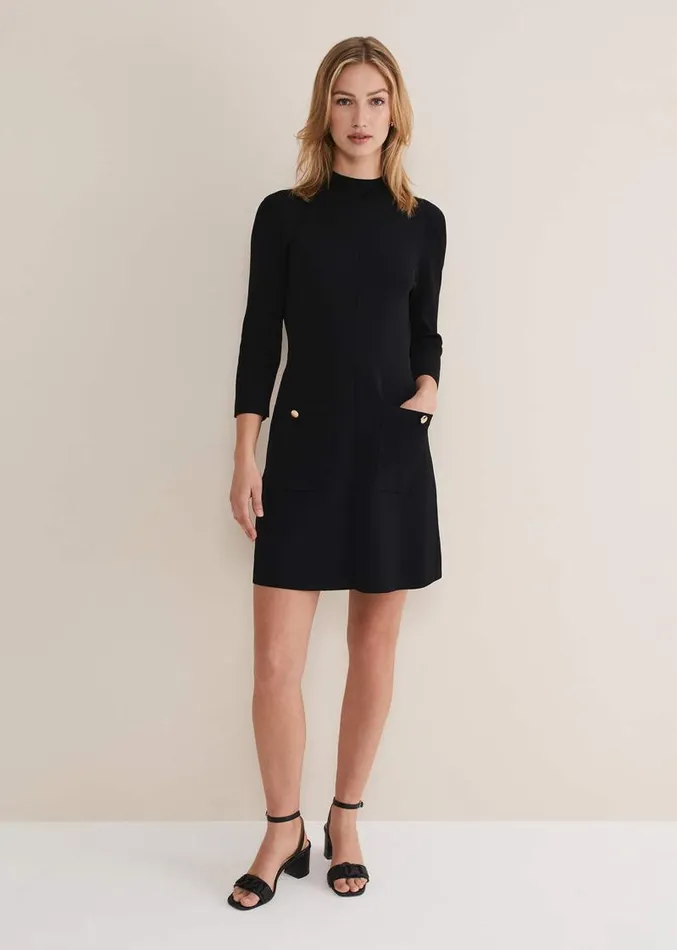 Kamri Knitted Tunic Dress Black Women Phase Eight Dresses