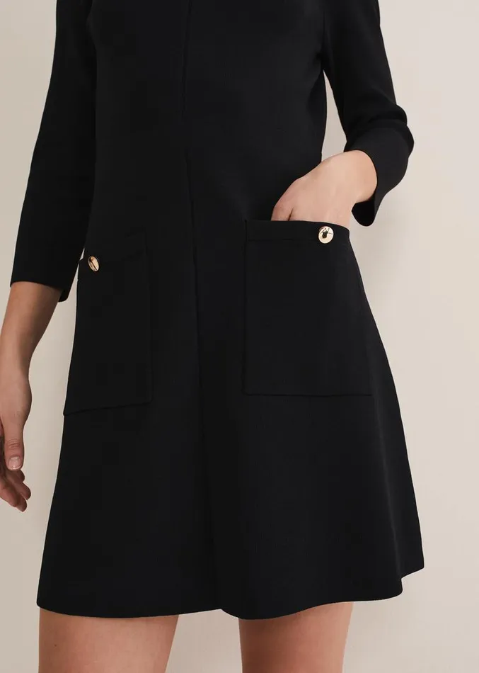 Kamri Knitted Tunic Dress Black Women Phase Eight Dresses
