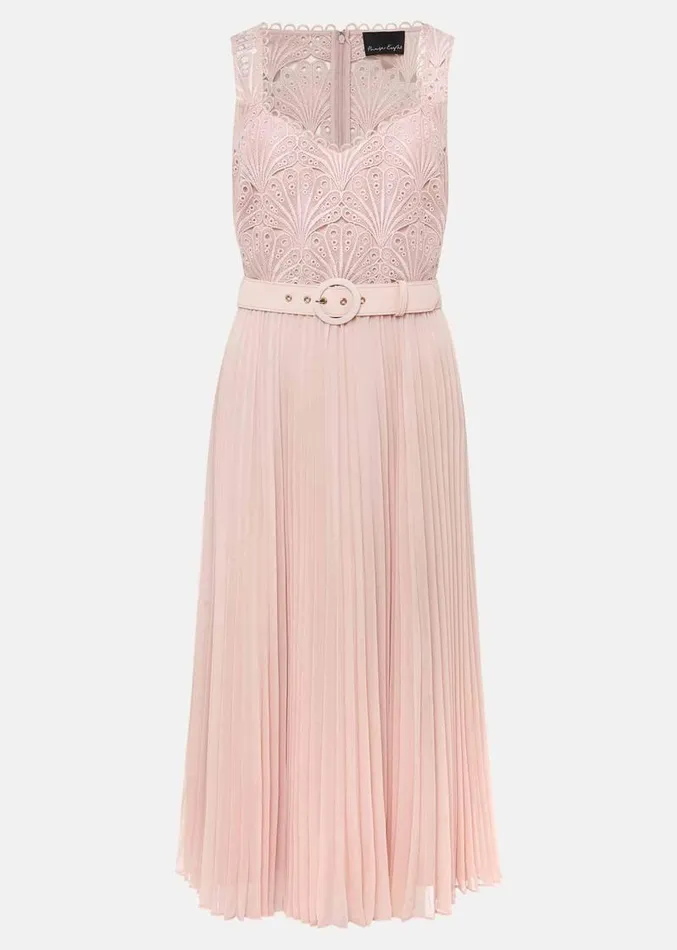 Kassidy Lace Bodice Pleat Dress Petal Pink Women Phase Eight Dresses