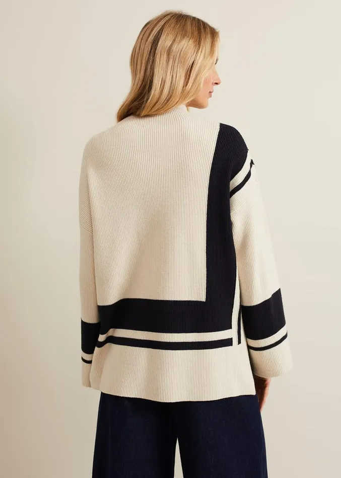 Kayleigh Chunky Boxy Striped Jumper Stonenavy Women Phase Eight Knitwear