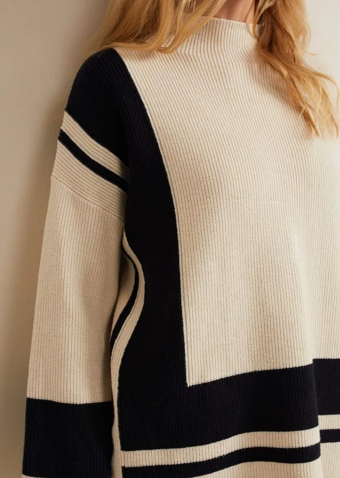 Kayleigh Chunky Boxy Striped Jumper Stonenavy Women Phase Eight Knitwear