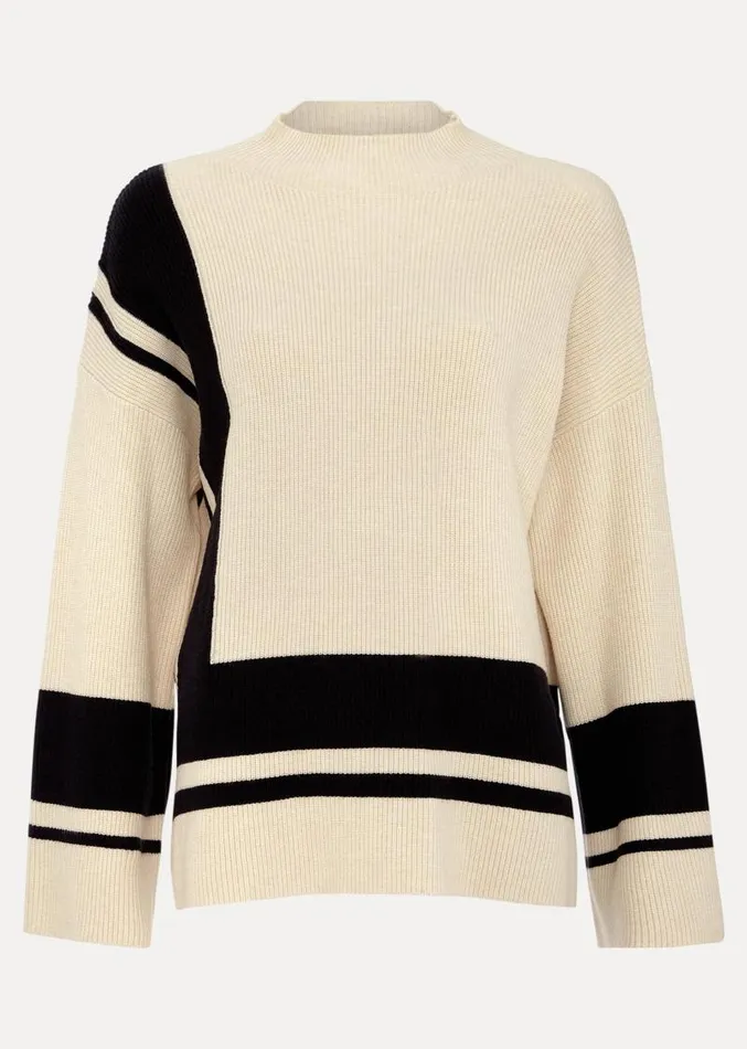 Kayleigh Chunky Boxy Striped Jumper Stonenavy Women Phase Eight Knitwear