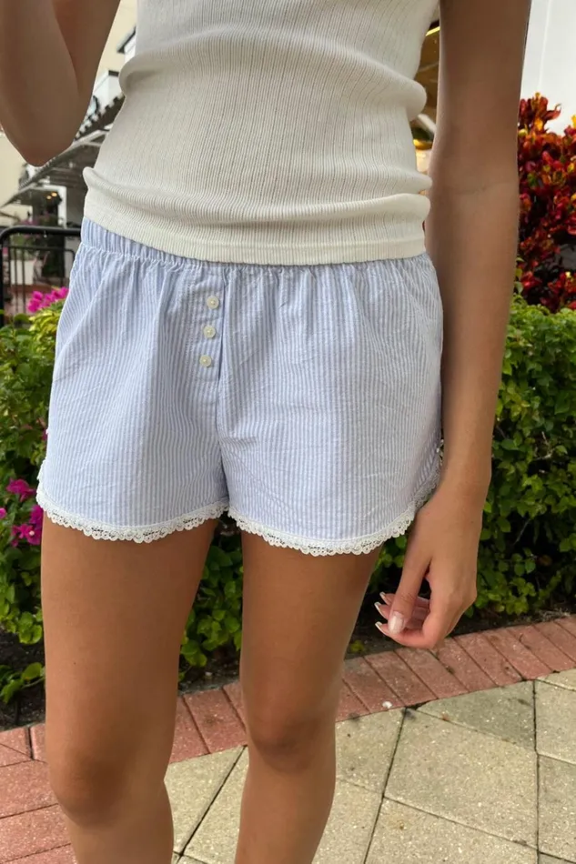 Keira Lace Shorts Blue Stripes Women Brandy Melville Bottoms