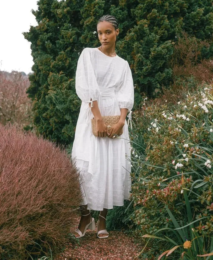 Kelburn Midi Dress Classic White Women Barbour Dresses and Skirts