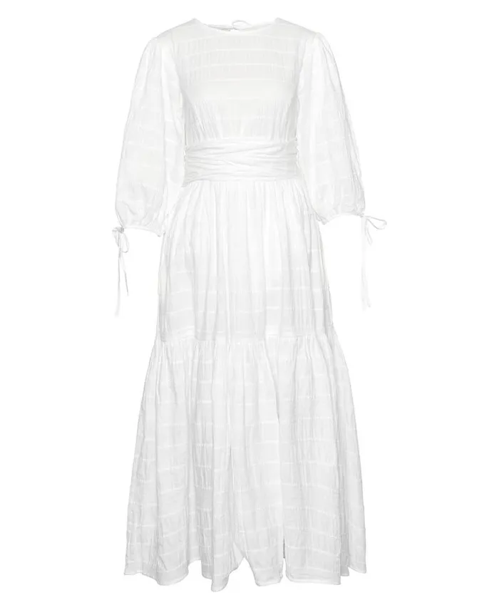 Kelburn Midi Dress Classic White Women Barbour Dresses and Skirts