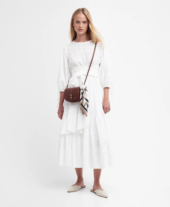 Kelburn Midi Dress Classic White Women Barbour Dresses and Skirts