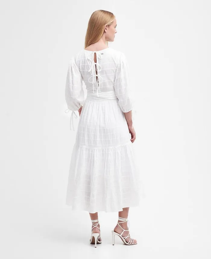 Kelburn Midi Dress Classic White Women Barbour Dresses and Skirts