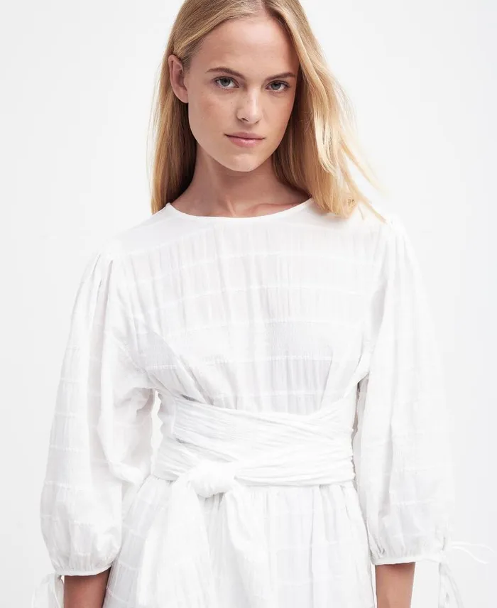 Kelburn Midi Dress Classic White Women Barbour Dresses and Skirts