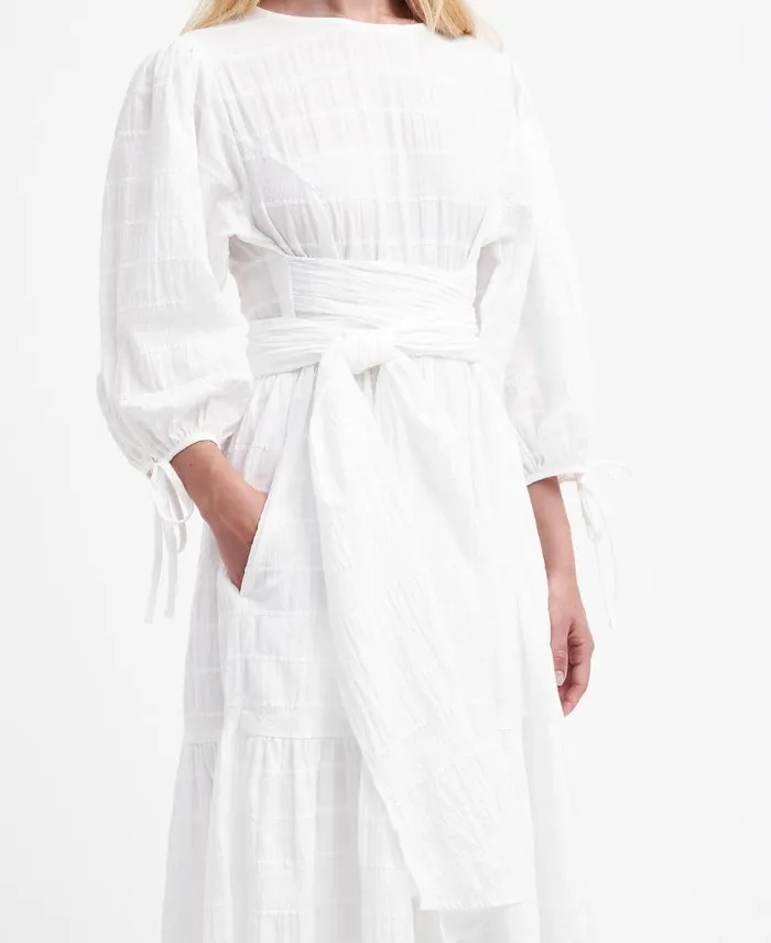 Kelburn Midi Dress Classic White Women Barbour Dresses and Skirts