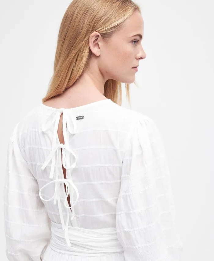 Kelburn Midi Dress Classic White Women Barbour Dresses and Skirts