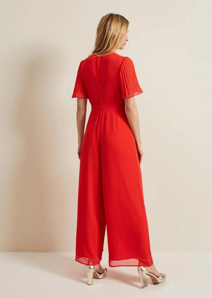Kendall Pleat Jumpsuit Orange Women Phase Eight Dresses
