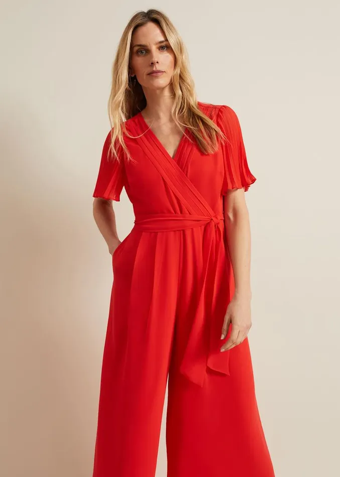 Kendall Pleat Jumpsuit Orange Women Phase Eight Dresses