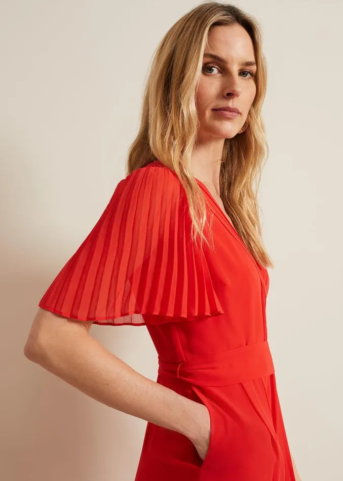 Kendall Pleat Jumpsuit Orange Women Phase Eight Dresses