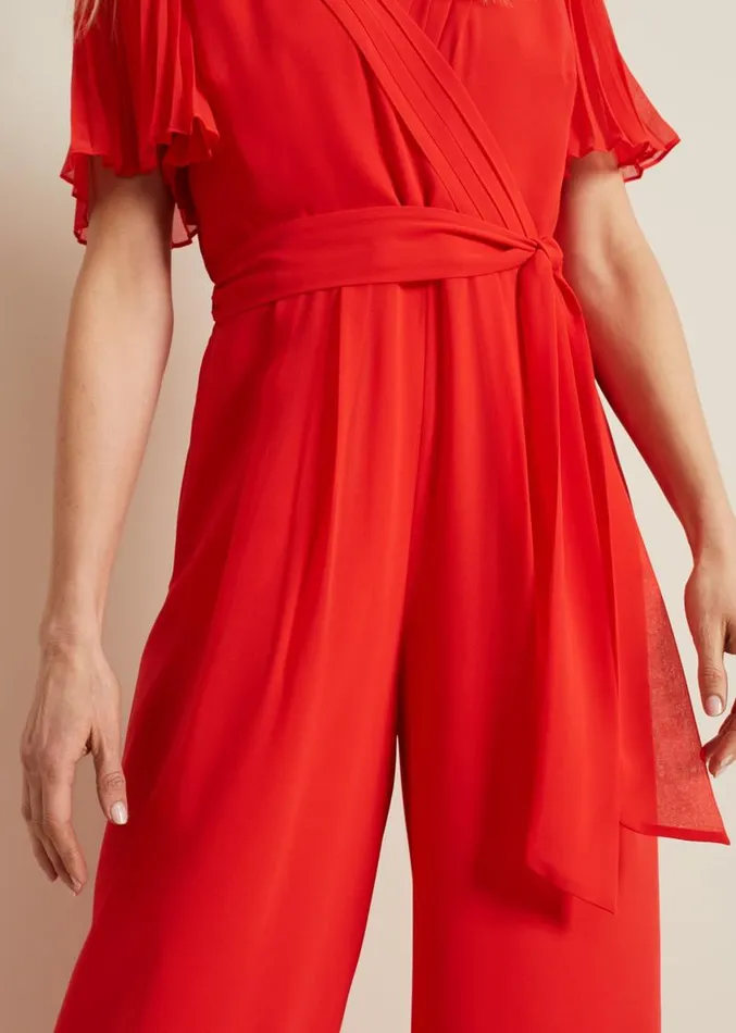 Kendall Pleat Jumpsuit Orange Women Phase Eight Dresses