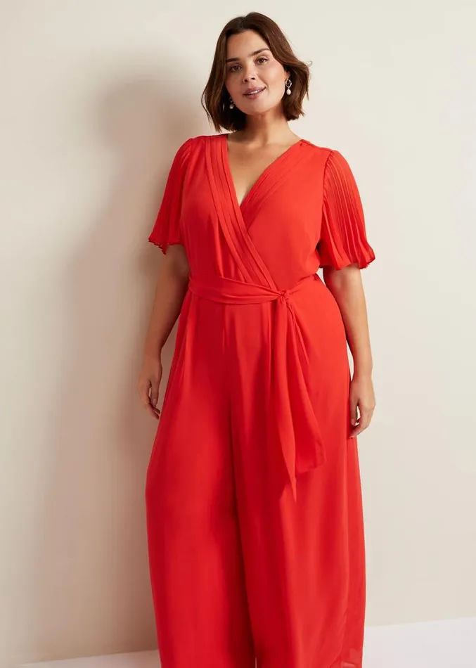 Kendall Pleat Jumpsuit Orange Women Phase Eight Dresses