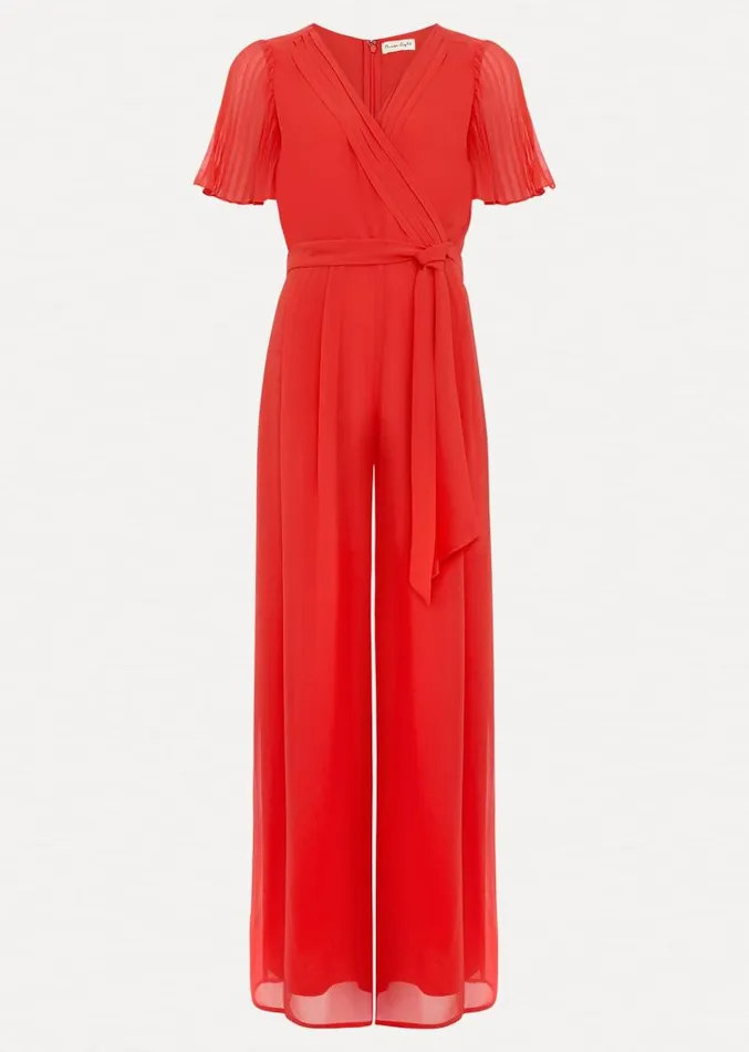 Kendall Pleat Jumpsuit Orange Women Phase Eight Dresses