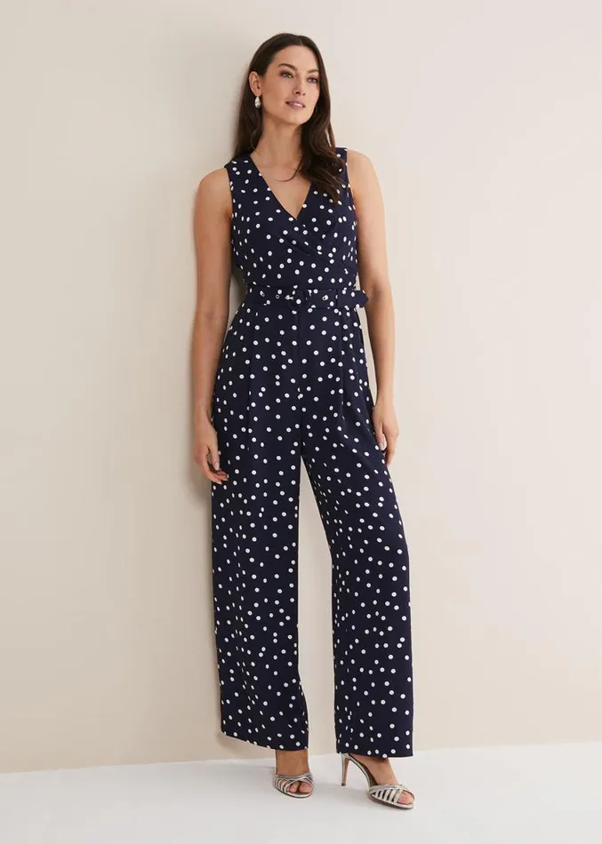 Kenzie Spot Jumpsuit Navyivory Women Phase Eight Dresses