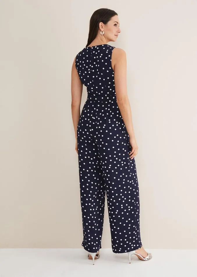Kenzie Spot Jumpsuit Navyivory Women Phase Eight Dresses