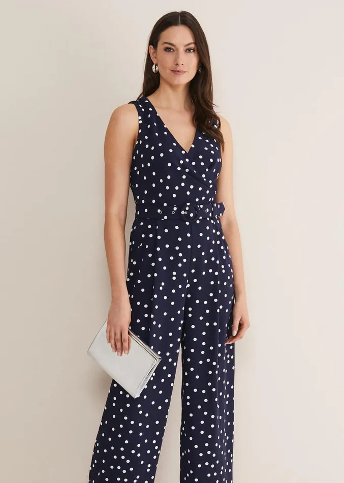 Kenzie Spot Jumpsuit Navyivory Women Phase Eight Dresses