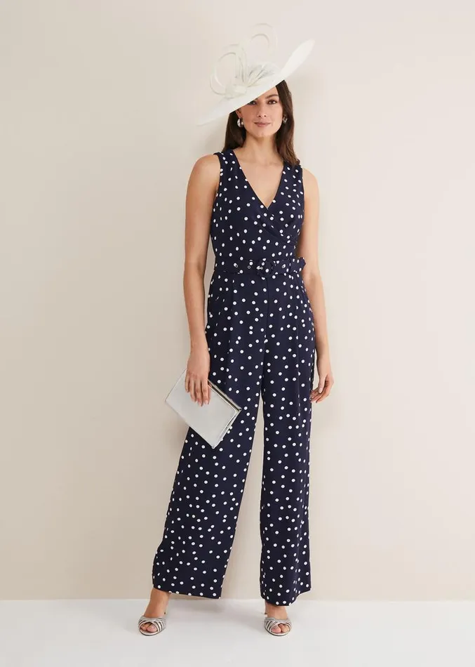 Kenzie Spot Jumpsuit Navyivory Women Phase Eight Dresses