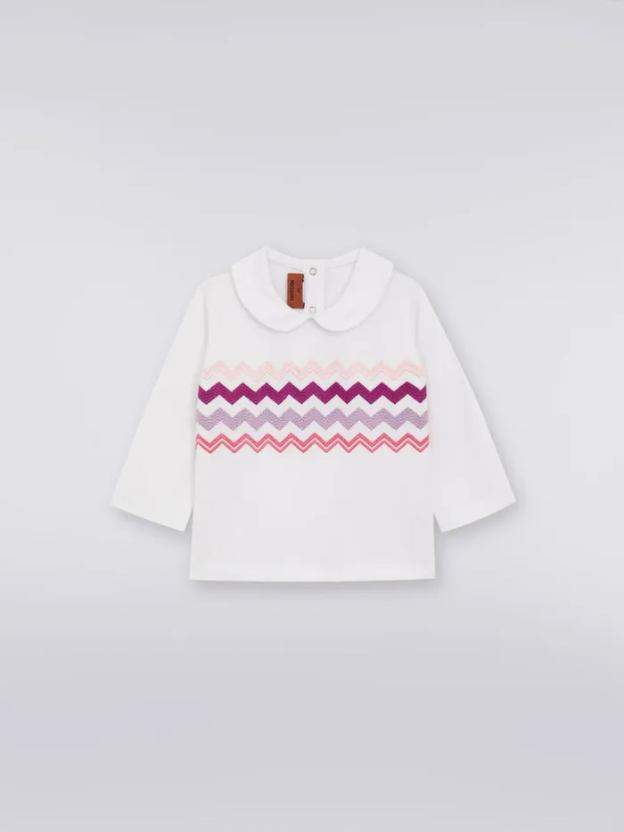 Kids Cotton Pullover With Embroidered Zigzag White Missoni Baby 024 Months