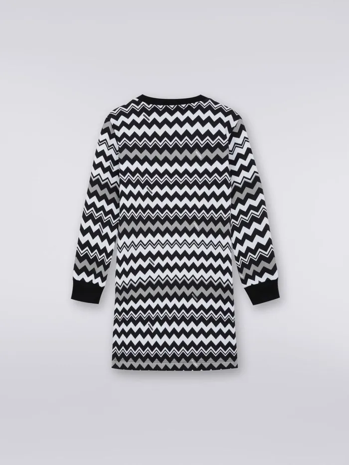 Kids LongSleeved Cotton Dress With Zigzag Black and White Missoni Clothing Kids LongSleeved Cotton Dress With Zigzag Black and White Missoni Clothing