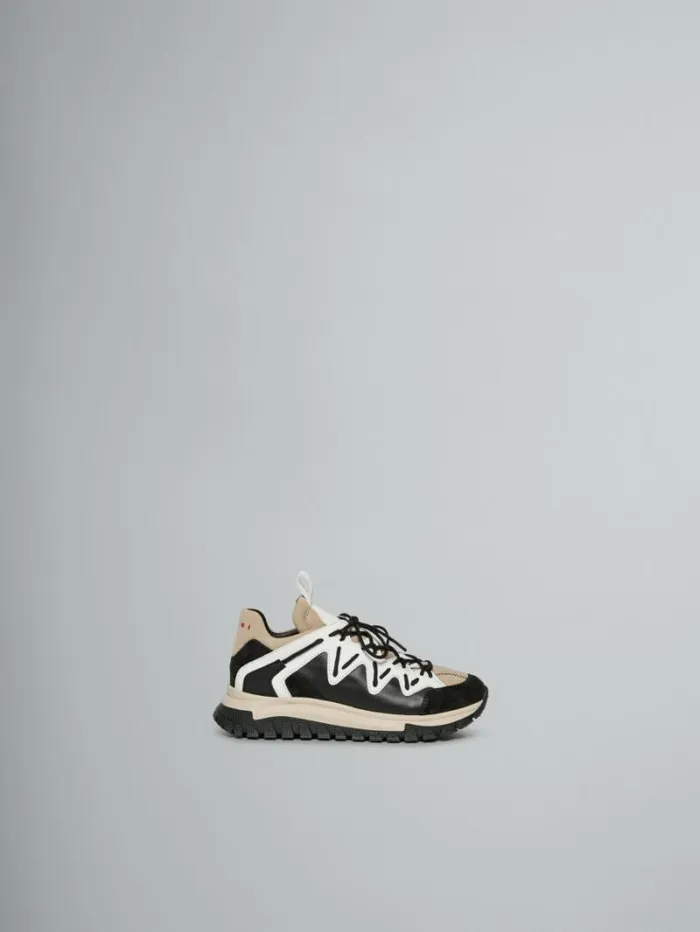 Kids Marni Black White And Beige Running Sneaker