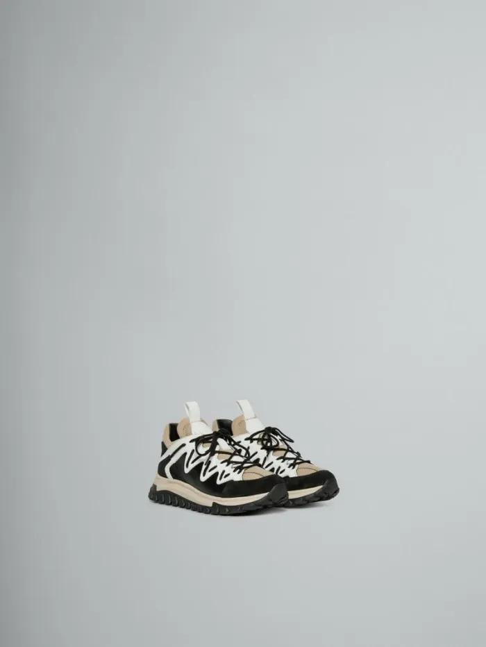 Kids Marni Black White And Beige Running Sneaker