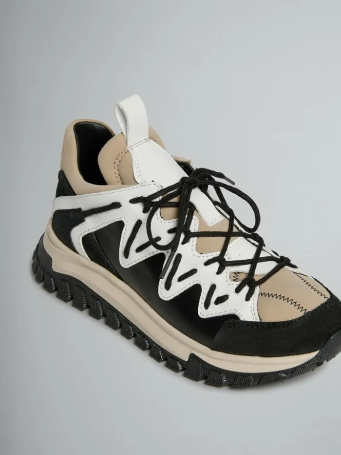 Kids Marni Black White And Beige Running Sneaker