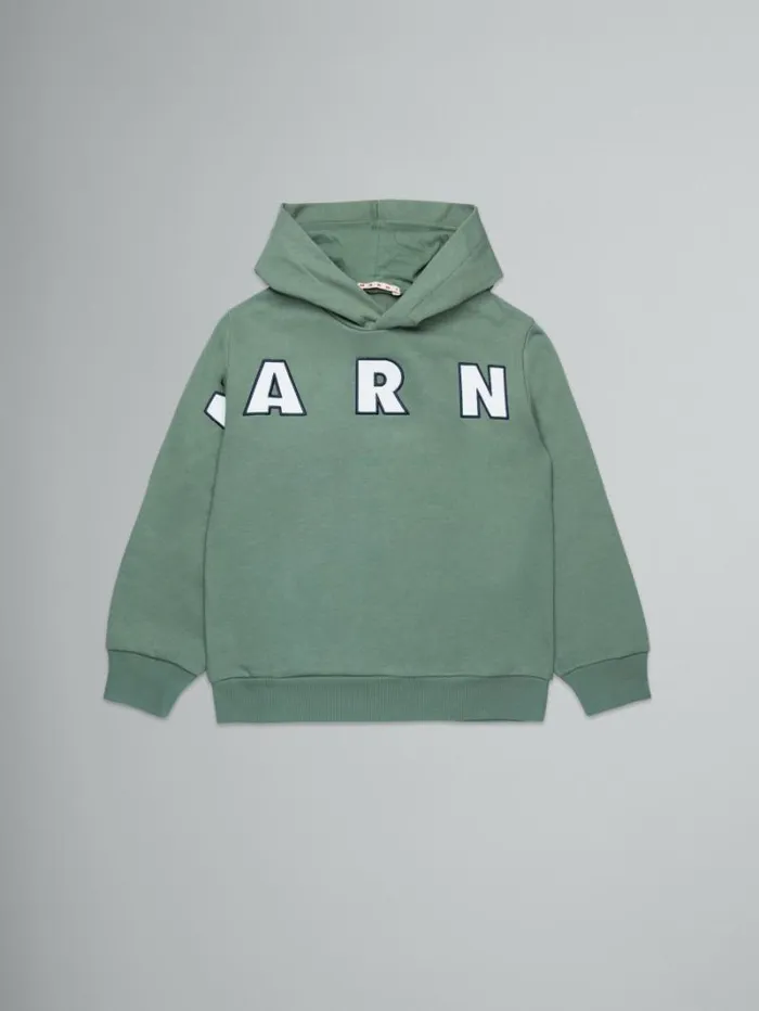 Kids Marni Green Hooded Sweatshirt With Embroidered Logo