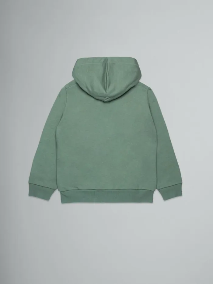 Kids Marni Green Hooded Sweatshirt With Embroidered Logo