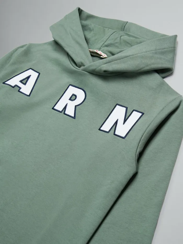 Kids Marni Green Hooded Sweatshirt With Embroidered Logo