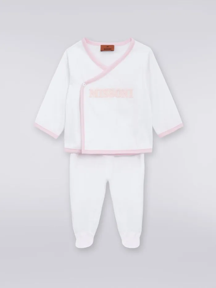 Kids ThreePiece Set With Cotton Jumpsuit Bib And Docker Hat With Logo Pink Missoni Baby 024 Months Kids ThreePiece Set With Cotton Jumpsuit Bib And Docker Hat With Logo Pink Missoni Baby 024 Months