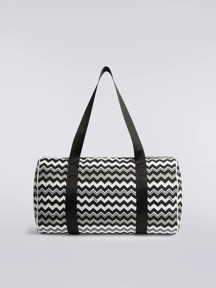 Kids Travel Bag In Technical Fabric With Zigzag Pattern Black and White Missoni Accessories