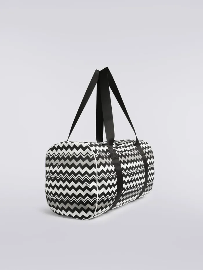 Kids Travel Bag In Technical Fabric With Zigzag Pattern Black and White Missoni Accessories Kids Travel Bag In Technical Fabric With Zigzag Pattern Black and White Missoni Accessories