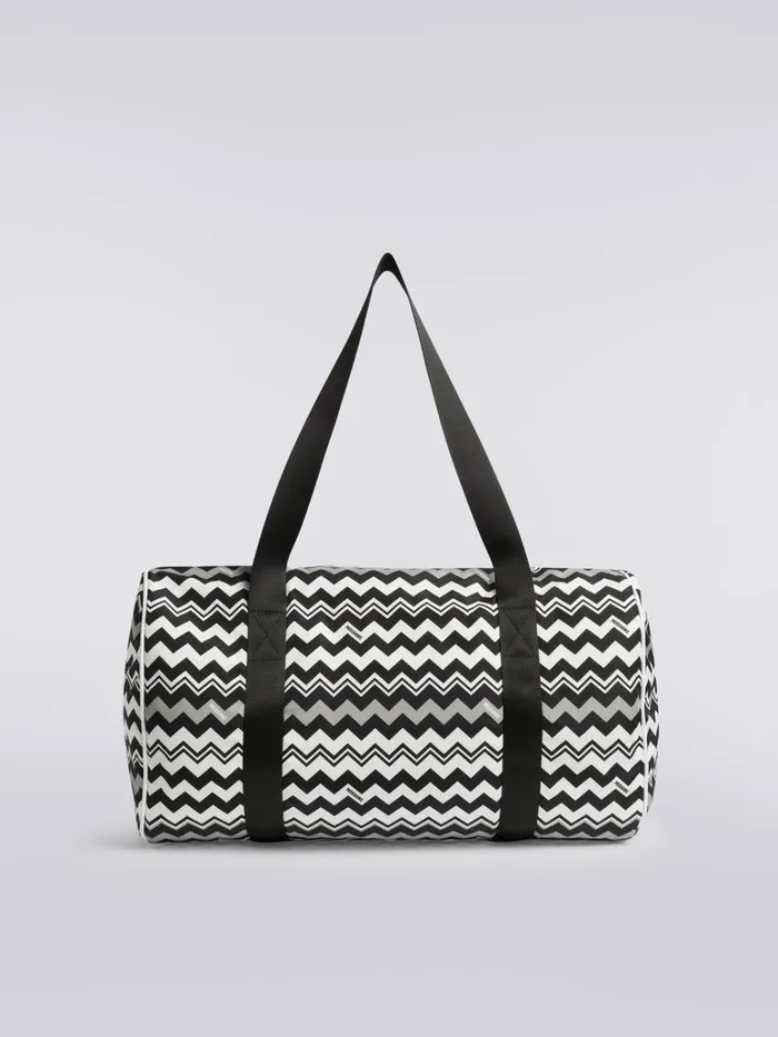 Kids Travel Bag In Technical Fabric With Zigzag Pattern Black and White Missoni Accessories Kids Travel Bag In Technical Fabric With Zigzag Pattern Black and White Missoni Accessories
