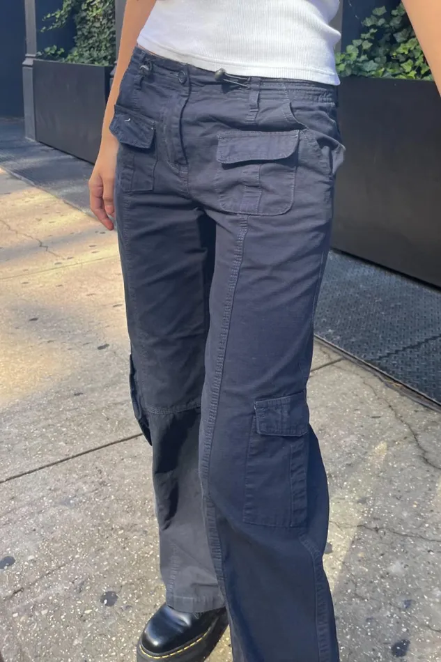 Kim Cargo Pants Navy Blue Women Brandy Melville Bottoms