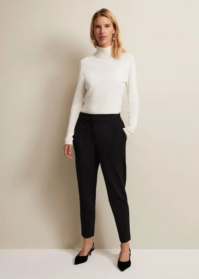 Kimia Ponte Tapered Trouser Black Women Phase Eight Trousers