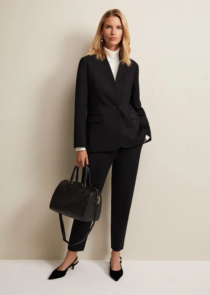 Kimia Ponte Tapered Trouser Black Women Phase Eight Trousers