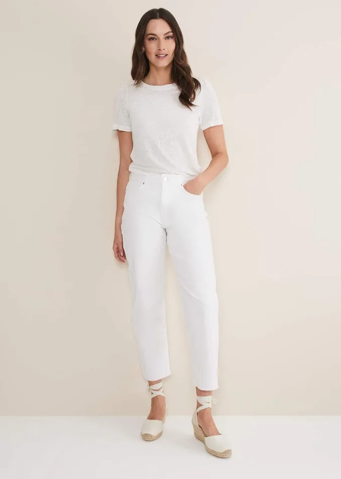 Kinsley Pointelle Jersey Tee White Women Phase Eight Tops and TShirts