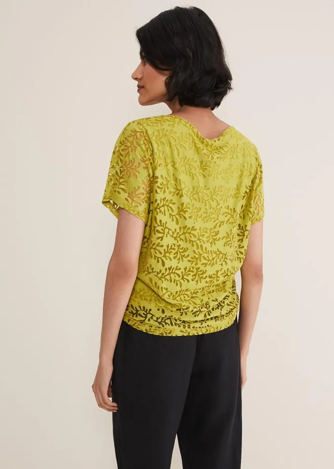 Kirstin Leaf Burnout Top Olive Women Phase Eight Tops and TShirts