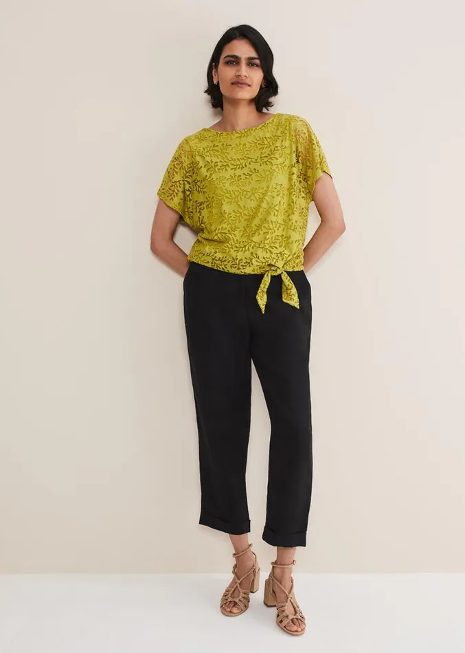 Kirstin Leaf Burnout Top Olive Women Phase Eight Tops and TShirts
