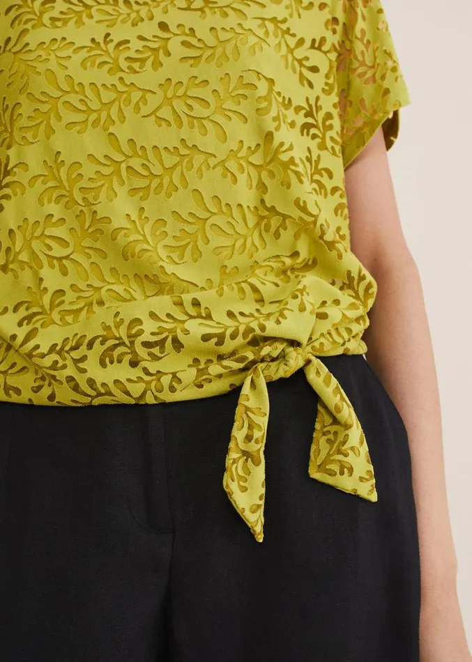 Kirstin Leaf Burnout Top Olive Women Phase Eight Tops and TShirts