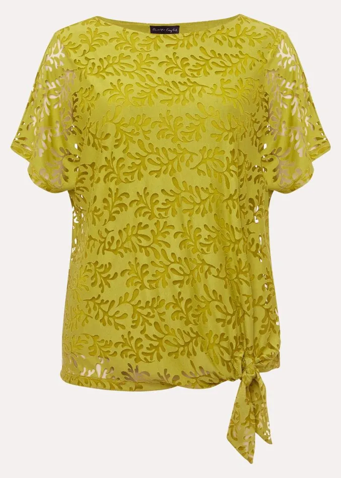 Kirstin Leaf Burnout Top Olive Women Phase Eight Tops and TShirts