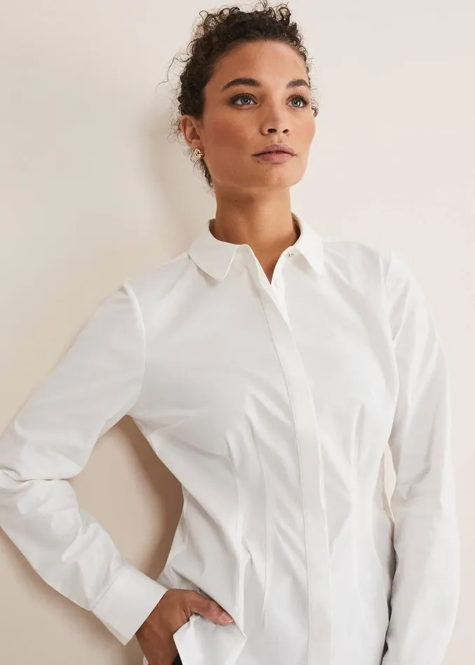 Kiyah Fitted Shirt White Women Phase Eight Tops and TShirts